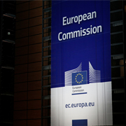 European Commission building banner